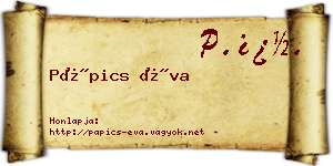 Pápics Éva névjegykártya
