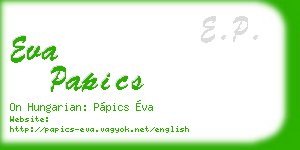 eva papics business card